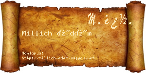 Millich Ádám névjegykártya